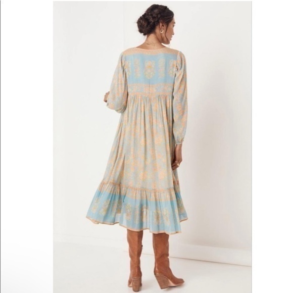 Spell Blue and Cream Ruched Ruffled Sundress - Picture 10 of 11